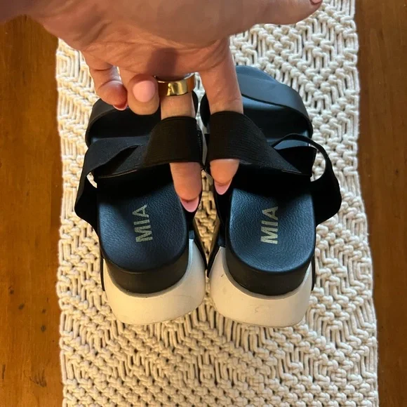 Mia Black Platform Strappy sandals - Picture 4 of 7